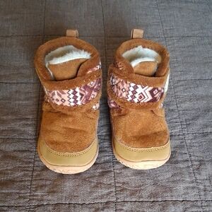 Cozy Tan Kids Bootie Slippers